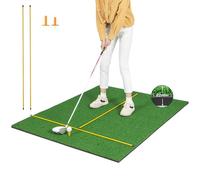 GYMAX 5FT x 3FT/4FT Golf Hitting Mat, Artificial Turf Grass Mat with 2 Rubber Tees & 2 Golf Alignment Stick, Indoor Outdoor Golf Stance Mat for Driving & Chipping Practice (22mm thick, 152 x 117cm)