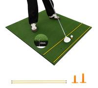 GYMAX 5FT x 3FT/4FT Golf Hitting Mat, Artificial Turf Grass Mat with 2 Rubber Tees & 2 Golf Alignment Stick, Indoor Outdoor Golf Stance Mat for Driving & Chipping Practice (22mm thick, 152 x 117cm)