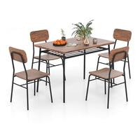 Gymax 5PCS Dining Table Set For 4 With Wood Rectangular Table & 4 Chairs in Brown | Size: 5 Pack Gymax Brown 5 Pack