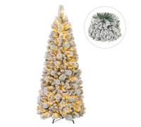 Gymax 6 FT/180 cm Artificial Christmas Tree Pre-Lit Snow Flocked Xmas Tree in Green Gymax Green