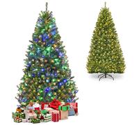 Gymax 6 FT/180 cm Pre-Lit Artificial Christmas Tree 350 Multicolored Light in Green Gymax Green
