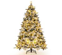 Gymax 6 FT Flocked Artificial Christmas Tree With Pine Needles 752 Tips 250 LED Lights in Green | Size: 6ft Gymax Green 6ft