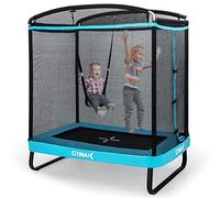 GYMAX 6 FT Kids Trampoline, Rectangle Trampoline with Enclosure Net, Swing and Spring Cover, Indoor Outdoor Combo Bounce Trampoline for Boys & Girls (Blue)