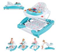 GYMAX 6 in 1 Baby Walker, Foldable Toddler Push Along Walker with Music, Lights and Rocker Mode, Height Adjustable Infant Learning to Walk Activity Ce