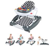 GYMAX 6 in 1 Baby Walker, Foldable Toddler Push Along Walker with Music, Lights and Rocker Mode, Height Adjustable Infant Learning to Walk Activity Center for 6-18 Months (Gray)