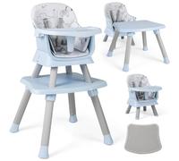 GYMAX 6 in 1 High Chairs, Convertible Baby Dining Highchair with Adjustable and Removable Tray & 5-Point Seat Harness, Multifunctional Infant Feeding Chair for Toddler (Blue, 58 x 58 x 98 cm)