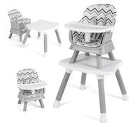 GYMAX 6 in 1 High Chairs, Convertible Baby Dining Highchair with Adjustable and Removable Tray & 5-Point Seat Harness, Multifunctional Infant Feeding Chair for Toddler(White+Gray, 58 x 58 x 98 cm)