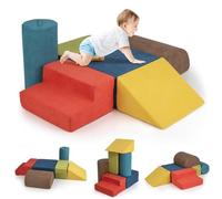 GYMAX 6 Pieces Soft Play Equipment for Toddlers, Kids Activity Set Baby Soft Foam Blocks Interactive Toy Foam Block Play Set for Climbing, Sliding & Crawling (Colorful)