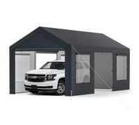 Gymax 600 x 300 cm Car Shelter With 8 Removable Sidewalls Garage Canopy Tent in Grey Gymax Grey 600 x 300 cm
