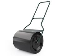 Gymax 60L Steel Garden Lawn Roller Water Sand Filled Grass Roller With Drain Plug in Black Gymax Black
