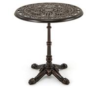 Gymax 68CM Round Cast Aluminum Patio Bistro Table Accent Table in Dark Brown Gymax Dark Brown