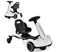 GYMAX 6V Kids Ride On Car, Electric Go Kart with Adjustable Seat & Speeds, 360° Spin Wheels, Horn, Sounds and Safety Belt, Children Racing Go Kart for 3-8 Years Old Boys Girls (White)