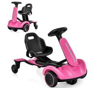 GYMAX 6V Kids Ride On Car, Electric Go Kart with Adjustable Seat & Speeds, 360° Spin Wheels, Horn, Sounds and Safety Belt, Children Racing Go Kart for 3-8 Years Old Boys Girls (Pink)