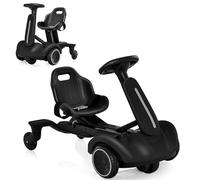 GYMAX 6V Kids Ride On Car, Electric Go Kart with Adjustable Seat & Speeds, 360° Spin Wheels, Horn, Sounds and Safety Belt, Children Racing Go Kart for 3-8 Years Old Boys Girls (Black)