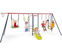 Gymax 7-in-1 Swing Set Heavy Duty Play Set With 2 Swings & Fun Glider-Red in Red Gymax Red