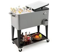 Gymax 75L Rolling Ice Chest Portable Patio Beverage Cooler Push Cart in Black Gymax Black
