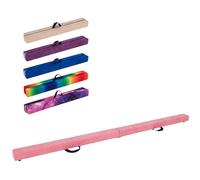 GYMAX 7FT/9FT Folding Gymnastics Balance Beam, Professional Training Beam with Carry Handles, Solid Wood Base and Anti-slip Bottom, Floor Gymnastics Equipment for Home Gym (Pink, 9FT)
