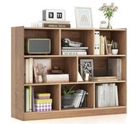 GYMAX 8 Cube Kids Bookcase, 3-Tier Children Storage Shelf Unit, Wooden Toddler Bookshelf Toy Storage Organizer for Kids Room, Playroom and Nursery (Brown)