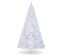 Gymax 8 FT/240 cm Christmas Tree Festive Celebration Tree 1138 Branch Tips in White Gymax White
