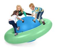GYMAX 88'' Inflatable Dome Rocker Bouncer, Giant Inflatable Rocking Planet with 6 Handles, Indoor Outdoor Large Blow Up Rocking Ball for 5 Years Old+ Boys Girls, Max Weight 113kg (Blue + Green)