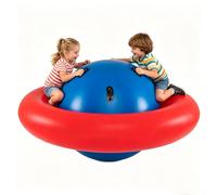 GYMAX 88'' Inflatable Dome Rocker Bouncer, Giant Inflatable Rocking Planet with 6 Handles, Indoor Outdoor Large Blow Up Rocking Ball for 5 Years Old+ Boys Girls, Max Weight 113kg (Navy+Red)