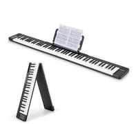 GYMAX 88-Key Electronic Piano, Folding Digital Keyboard with Bluetooth MP3/MIDI/USB, Headphone, Microphone, Dual Speakers & Sustain Pedal, Full Size Electric Piano for Beginners (Black)