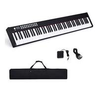 GYMAX 88 Keys Digital Piano, Portable Keyboard Piano with Bluetooth, MP3/USB/MIDI, Sustain Pedal, Rechargeable Battery & Carrying Bag, Full-size Electronic Keyboard for Beginners Kids Adult (Black)