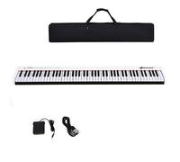 GYMAX 88 Keys Digital Piano, Portable Keyboard Piano with Bluetooth, MP3/USB/MIDI, Sustain Pedal, Rechargeable Battery & Carrying Bag, Full-size Electronic Keyboard for Beginners Kids Adult (White)