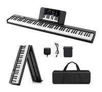 GYMAX 88 Keys Electronic Keyboard, Foldable Digital Piano with Bluetooth, MP3/USB/MIDI, Split Function, Sustain Pedal & Bag, Full Size Electric Piano for Beginners, Adults, Kids (Black)