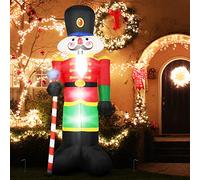 GYMAX 8FT Christmas Inflatable Nutcracker Soldie, Indoor Outdoor Christmas Decoration with LED lights, Giant Yard Blow Up Xmas Decor