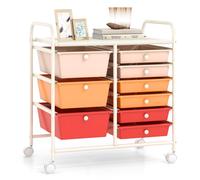 Gymax 9-Drawer Rolling Storage Cart Tools Scrapbook Paper Organizer With Metal Frame in Red Gymax Red