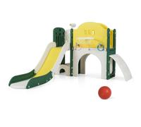 Gymax 9-in-1 Slide & Climber Set Indoor Playground With Crawling Tunnel in Yellow Gymax Yellow