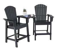 Gymax Adirondack Chair Set Double Barstools & Middle Connecting Tray in Black Gymax Black