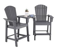 Gymax Adirondack Chair Set Double Barstools & Middle Connecting Tray in Grey Gymax Grey