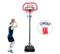 Gymax Adjustable Basketball Hoop Goal System With Fillable Base & Wheels in Black Gymax Black