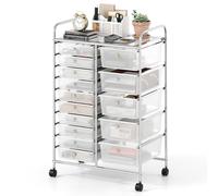Gymax Art Craft Organizer With 15 Drawer Rolling Utility Cart Multipurpose in Silver Gymax Silver