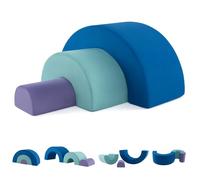 GYMAX Baby Climbing Toys, 3 Pieces Soft Play Equipment Activity Play Set, Rainbow Foam Blocks Crawling Tunnel for Toddlers Kids, Educational Play (Blue+Purple)