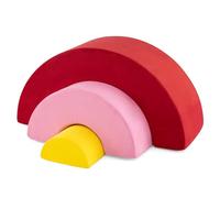 GYMAX Baby Climbing Toys, 3 Pieces Soft Play Equipment Activity Play Set, Rainbow Foam Blocks Crawling Tunnel for Toddlers Kids, Educational Play (Red+Pink+Yellow)