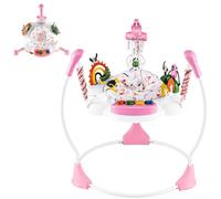 GYMAX Baby Jumpers & Bouncers, Interactive Baby Jumperoo Activity Center with 360° Rotary Seat, 3 Adjustable Heights, Music, Lights, Interactive Toys, Toddler Bouncer for 6 Months+ (Pink)