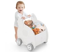 GYMAX Baby Push Walker, 2-in-1 Baby Learning Walker with Large Toy Storage Chest and Wheels, Baby Push Along Toy for Boys Girls Aged 3+