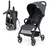 GYMAX Baby Stroller, Foldable Toddler Pushchair with Adjustable Backrest, Canopy and Calf Support, Storage Basket, Baby Buggy Pram Carriage for 0-3 Years Old Infant Kids (Grey)