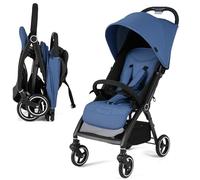 GYMAX Baby Stroller, Foldable Toddler Pushchair with Adjustable Backrest, Canopy and Calf Support, Storage Basket, Baby Buggy Pram Carriage for 0-3 Years Old Infant Kids (Navy)