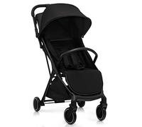 GYMAX Baby Stroller, Lightweight Baby Pushchair with One Hand Folding, 5-Point Safe Belt, Lockable Wheel, Adjustable Footrest, Canopy & Backrest, Travel Toddler Buggy for 0-3 Years Old (Black)