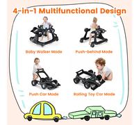 GYMAX Baby Walker，4 in 1 Foldable Toddler Push Along Walker w Steering