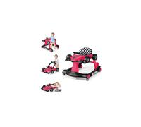 GYMAX Baby Walker, 4 in 1 Foldable Toddler Push Along Walker with Steering Wheel, Music Box, Lights and Comfy Seat, Height & Speed Adjustable Infant
