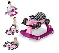 GYMAX Baby Walker, 4 in 1 Foldable Toddler Push Along Walker with Steering Wheel, Music Box, Lights and Comfy Seat, Height & Speed Adjustable Infant Learning to Walk Activity Center (Purple)