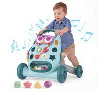 Gymax Baby Walker Educational Push Toy Interactive Learning to Walk Toy in Baby Blue Gymax Baby Blue