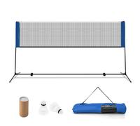 Gymax Badminton Net Set With Badminton Racket & Carry Bag Adjustable Height in Dark Blue Gymax Dark Blue