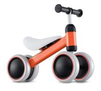 GYMAX Balance Bike, No Pedal 4 Wheels Toddler Bike with Soft Seat as First Ride-on Toy Birthday Gift, Baby Balance Bike for 2 Years Old Boys Girls (Orange)