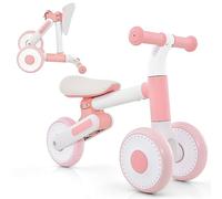 GYMAX Balance Bike, No Pedal Baby Walker Push Ride On Toy with 3 Wheels, Ergonomic Handle and Height Adjustable Seat, Ages 12-36 Months Toddlers Kids First Birthday Gift (Pink)